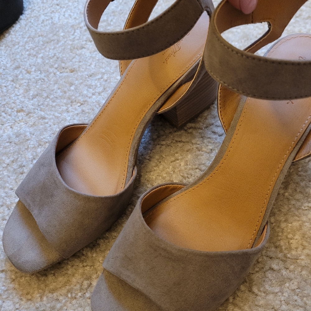 Suede block heeled sandals